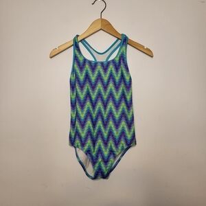 Speedo abstract Print One Piece Swim Suit Size 12